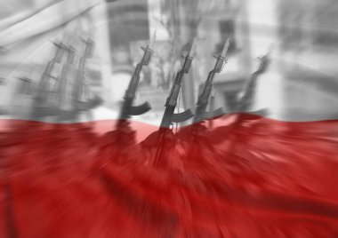 Independence Day Poland flag on soldier background clipart