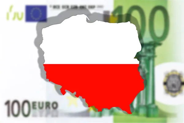 Närbild på Polen på 100-eurosedeln — Stockfoto
