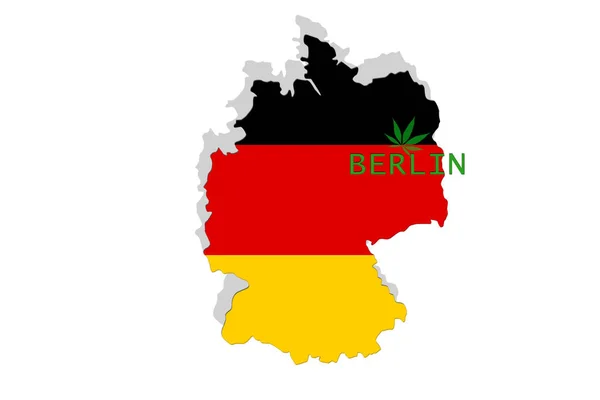 白い背景と Thc 葉にドイツ ・ ベルリンの lagalized マリファナ — ストック写真