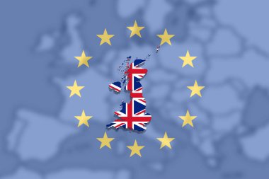 İngiltere harita Avrupa Birliği ve Avrupa arka plan bayrak ile
