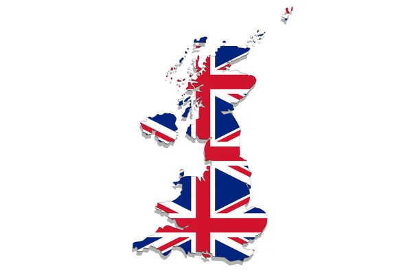 Reino Unido mapa com bandeira sobre fundo branco — Fotografia de Stock