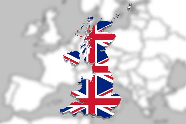 Reino Unido mapa com bandeira no fundo da Europa — Fotografia de Stock
