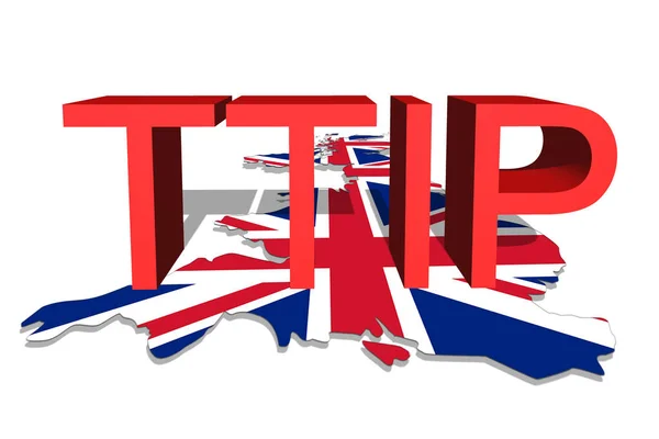TTIP - Parceria Transatlântica de Comércio e Investimento sobre o fundo do mapa do Reino Unido — Fotografia de Stock