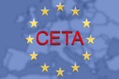 Ceta - kapsamlı ekonomik ve ticaret anlaşması Avrupa Birliği ve Avrupa harita üzerinde
