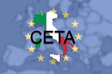 Ceta - kapsamlı ekonomik ve ticaret anlaşması Avrupa Birliği ve İtalya haritası üzerindeki