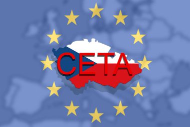 Ceta - kapsamlı ekonomik ve ticaret anlaşması Avrupa Birliği ve Çek Cumhuriyeti harita üzerinde