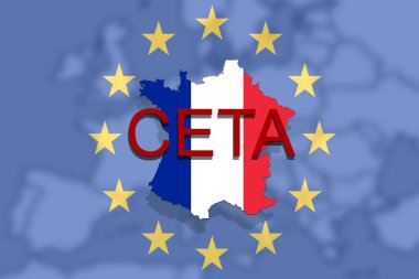 Ceta - kapsamlı ekonomik ve ticaret anlaşması Avrupa Birliği ve Fransa harita üzerinde