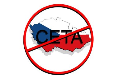 anty Ceta - kapsamlı ekonomik ve ticaret anlaşması beyaz arka plan, Çek Cumhuriyeti harita üzerinde