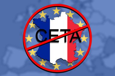 anty Ceta - kapsamlı ekonomik ve ticaret anlaşması Euro arka plan, Fransa harita üzerinde