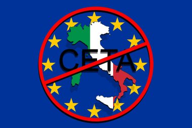 anty Ceta - kapsamlı ekonomik ve ticaret anlaşması Euro arka plan, İtalya harita üzerinde