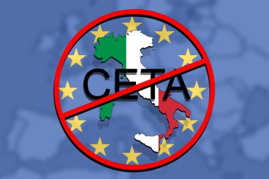 anty Ceta - kapsamlı ekonomik ve ticaret anlaşması Euro arka plan, İtalya harita üzerinde