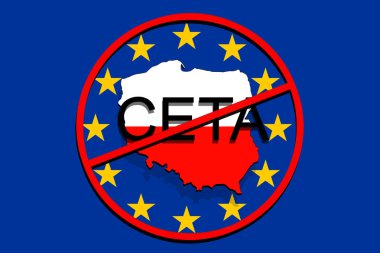 anty Ceta - kapsamlı ekonomik ve ticaret anlaşması Euro arka plan, Polonya harita üzerinde