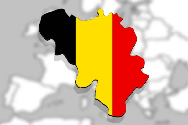 紧靠比利时地图上欧洲背景 — 图库照片