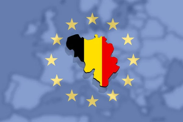 紧靠比利时地图对欧洲和欧元联盟背景 — 图库照片