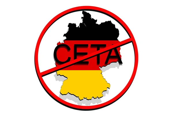 Anty ceta - umfassendes Wirtschafts- und Handelsabkommen auf weißem Hintergrund, Deutschland karte — Stockfoto