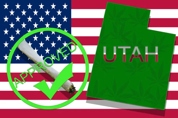 Utah esrar arka plan üzerinde. Uyuşturucu politikası. ABD bayrağı üzerinde marihuana yasallaştırma,