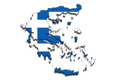 beyaz zemin üzerine Yunanistan haritası üzerindeki yakın çekim