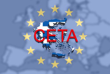 Ceta - kapsamlı ekonomik ve ticaret anlaşması Euro arka plan, Yunanistan harita üzerinde