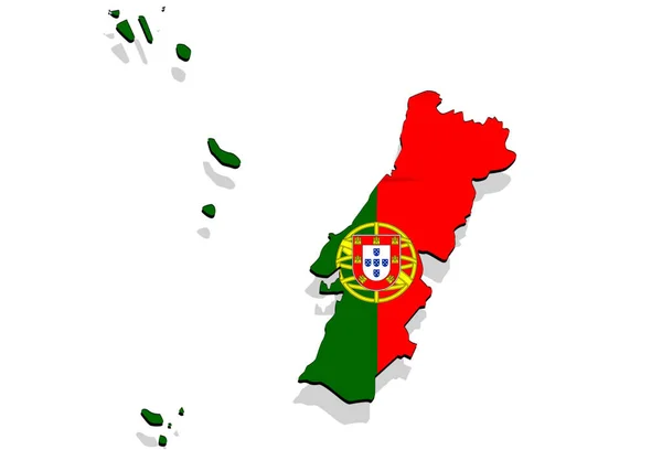 Nahaufnahme auf portugiesischer Landkarte auf weißem Hintergrund — Stockfoto