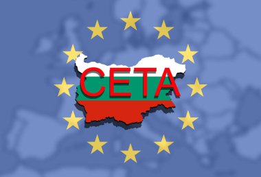 Ceta - kapsamlı ekonomik ve ticaret anlaşması Euro Uion arka plan, Bulgaristan harita üzerinde