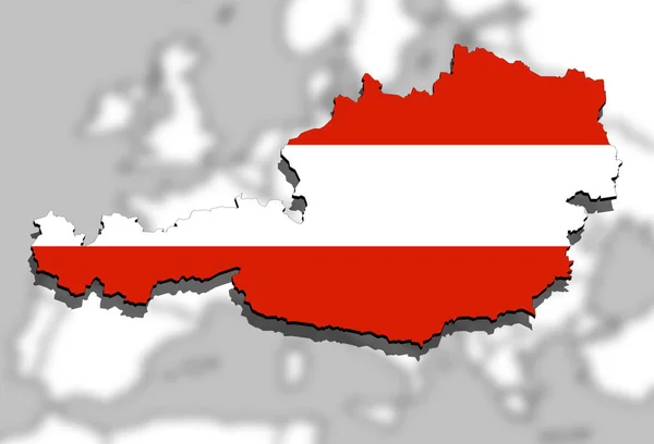 Close up on Austria map on Europe background — Stock Photo, Image