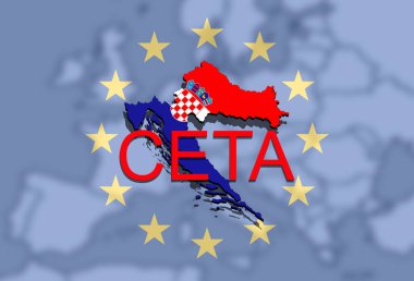 Ceta - kapsamlı ekonomik ve ticaret anlaşması Avrupa Birliği amaç, Hırvatistan harita üzerinde