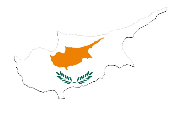 Close up on Cyprus map on white background, no shadows — Stock Photo, Image