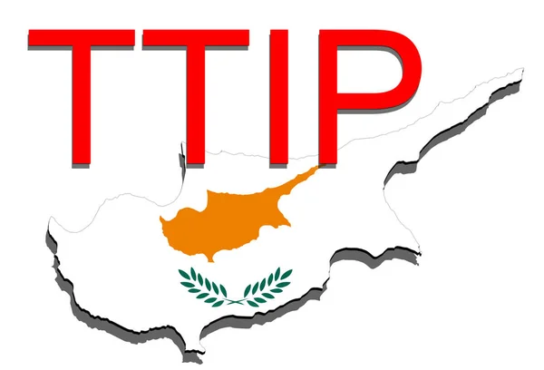 TTip - Atlantik ötesi ticaret ve Yatırım Ortaklığı Kıbrıs haritası üzerindeki — Stok fotoğraf