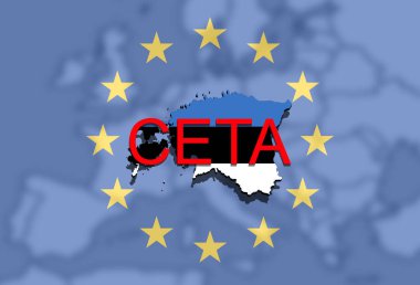  Ceta - kapsamlı ekonomik ve ticaret anlaşması Avrupa Birliği arka planda, Estonya Haritası