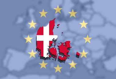  Danimarka harita Avrupa ve Avrupa Birliği arka plan üzerinde 