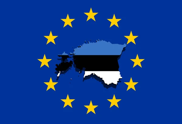 Карта Эстонии на фоне Евросоюза — стоковое фото