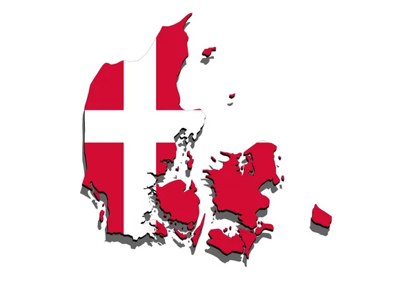 Da vicino sulla mappa della Danimarca su sfondo bianco — Foto Stock