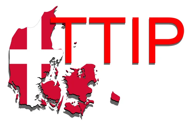 TTIP - transatlantisk handel och investeringar på Danmark karta — Stockfoto