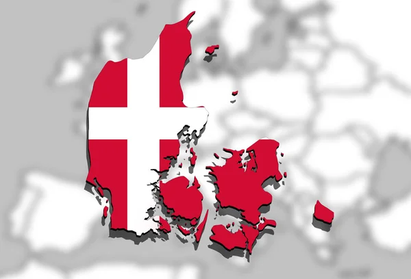 Dinamarca mapa en Europa fondo —  Fotos de Stock