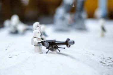 Wroclaw, Polonya - 25 Ocak 2014: Star Wars Lego blokları tarafından yapılan Hoth Muharebesi.