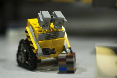 Wroclaw, Polonya - 25 Ocak 2014: Wall-E Lego blokları tarafından yapılan.