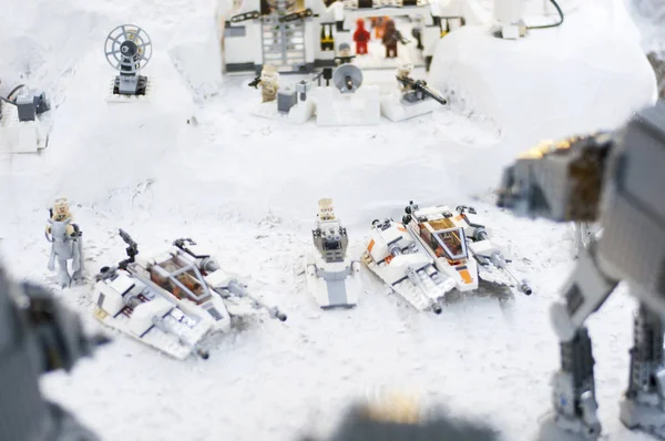 Wroclaw, Polonya - 25 Ocak 2014: Star Wars Lego blokları tarafından yapılan Hoth Muharebesi. 