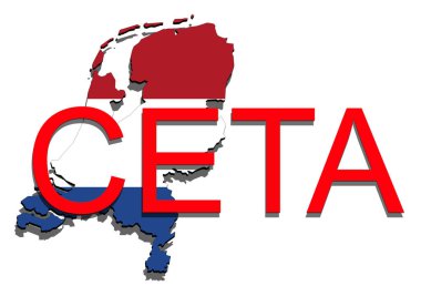  Ceta - kapsamlı ekonomik ve ticaret anlaşması beyaz arka plan, Holland harita üzerinde