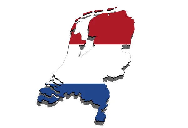 Close up on Holland, map on white background — Stock Photo, Image