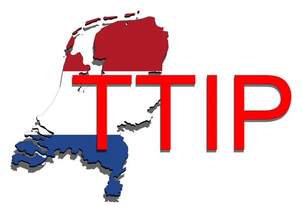 TTIP - Transatlantic Trade and Investment Partnership on Holland map — Stock Photo, Image