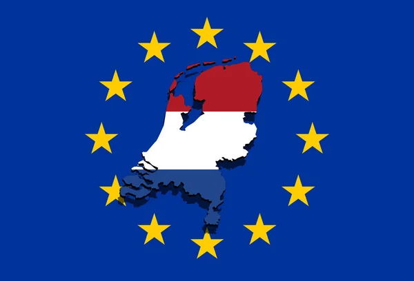 Закрыть на карте Голландии на фоне Европейского Союза — стоковое фото