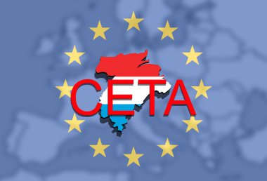  Ceta - kapsamlı ekonomik ve ticaret anlaşması, Lüksemburg harita Europe arka plan üzerinde