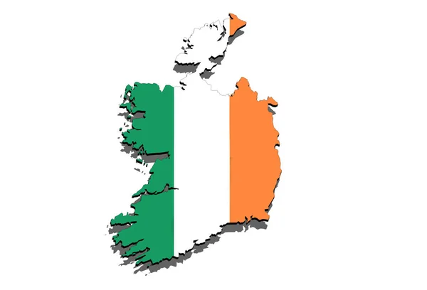 Close up on Ireland map on white background — Stock Photo, Image