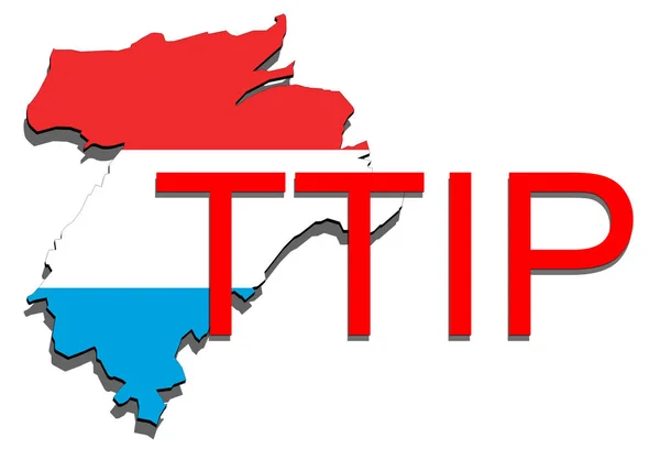 TTIP - Transatlantic Trade and Investment Partnership on Luxembourg map — Stock Photo, Image