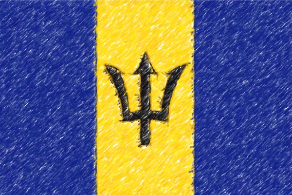 Flagge von Barbados Hintergrund o Textur, Farbstift-Effekt. — Stockfoto