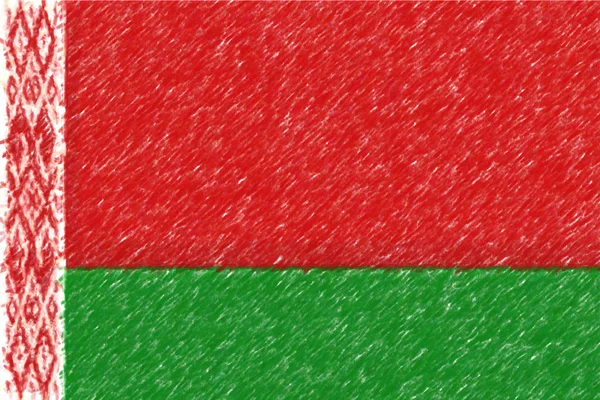 Flagg med hviterussisk bakgrunnsstruktur, fargeblyanteffekt . – stockfoto