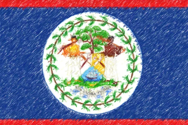 Vlajka Belize pozadí o textury, barevná tužka efekt. — Stock fotografie
