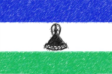 Lesotho arka plan o doku, renk kalem efekti bayrağı.
