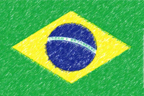 Vlag van Brazilië o achtergrondstructuur, potlood kleureffect. — Stockfoto