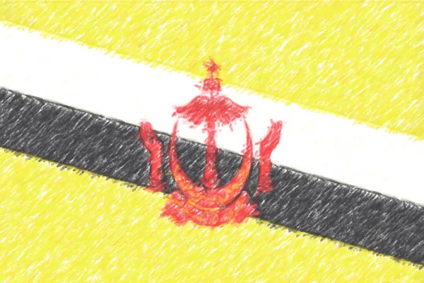 Vlajka Brunej pozadí o textury, barevná tužka eff — Stock fotografie